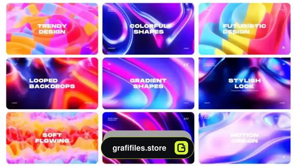 دانلود بک گراند موشن گرافیک شکل جریان روشن Pack Of Bright Flowing Shape Backgrounds