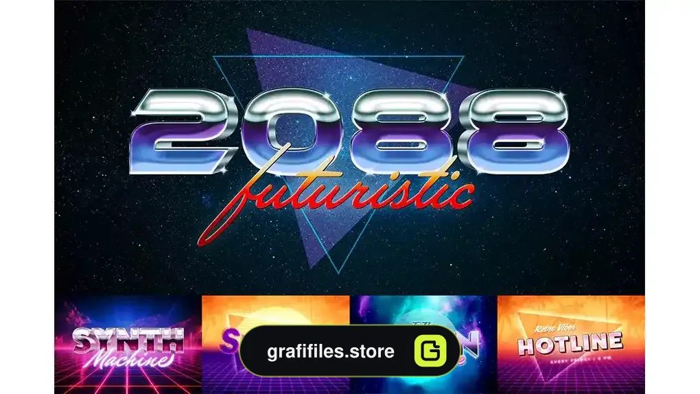 دانلود افکت متن رترو Retrowave Text Effects Collection