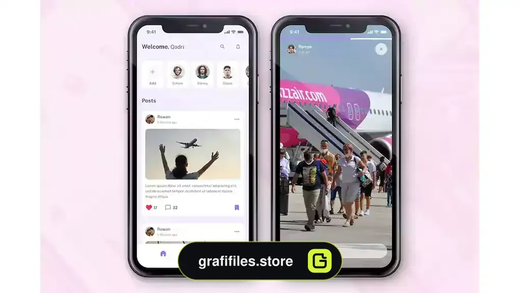 دانلود رابط کاربری اپلیکیشن شبکه اجتماعی Social Media App Concept