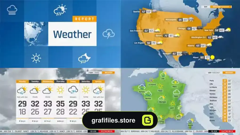 پروژه افترافکت پیش بینی آب و هوا The Complete World Weather Forecast ToolKit