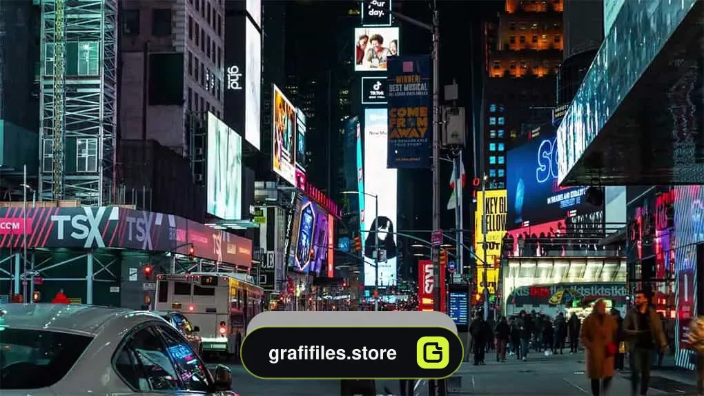 فوتیج تایم لپس میدان تایمز در شب Time-Lapse Of Times Square At Night