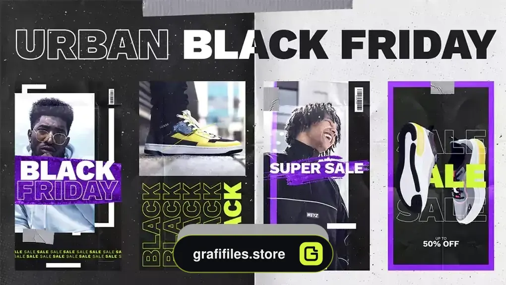 پروژه افترافکت استوری اینستاگرام بلک فرایدی شهری Urban Black Friday Instagram Stories