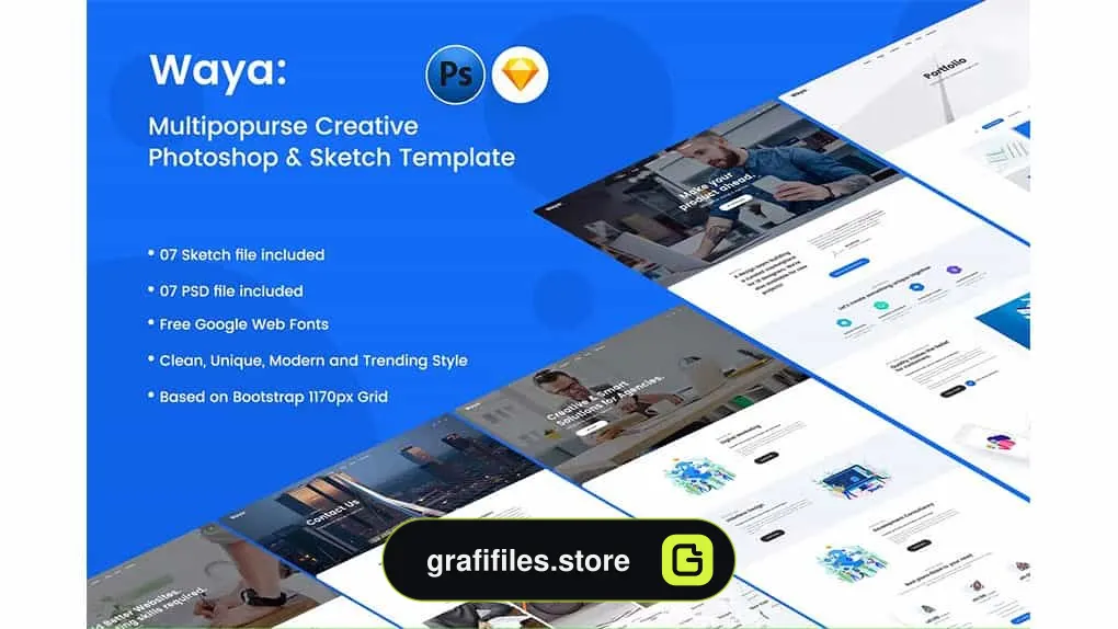دانلود قالب لایه باز WAYA – Multipurpose Creative PSD & Sketch Template