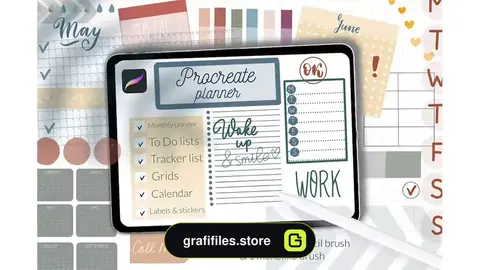 دانلود پالت رنگ و براش پروکریت پلنر آیپد Procreate iPad planner stamps brush